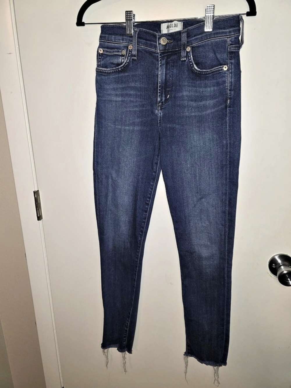 AGOLDE Sophie Raw Hem Skinny Jeans Blue Waist 25